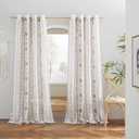 NICETOWN Boho Curtains for Living Room Flax Linen Sheer, Farmhouse Semi Sheer Curtains with Bohemian Stripe Pattern, Privacy Light Filtering Drapes for Bedroom/Dining Room, W50 x L84, Taupe, 1 Pair