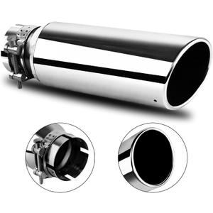 MuHize 3 Inch Inlet Exhaust Tip, 4" Outlet 12" Overall Length Exhaust Tips, Bolt/Clamp-On Design, Rolled Edge, Stainless Steel Polished, Easy to Weld Tailpipe for Pickup Truck, Car, Truck