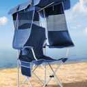 Beach Chair with Canopy Shade, Folding Camping Chair with Canopy with Cup Holder, Side Pocket for Camp, Beach, Tailgates, Fishing - Support 330 LBS (Navy Blue)