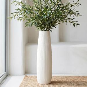 Ceramic Big White Floor Vase, Tall Floor Vase, Large Decorative Flower Vases for Decor Living Room Modern Home Office Bedroom, Farmhouse, Glossy Glaze (28 Inch Tall)