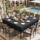 Wish Care Black Spandex Tablecloths for 60x60 Inch Square Tables, Stretch Fitted Table Clothes with Pleated Ruffle Skirt for 60 Table, Wrinkle Free and Elastic, for Party Kitchen Home Dining