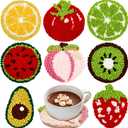 Preboun 8 Pcs Fruit Punch Needle Coaster Kit, Punch Needle Embroidery Kit for Adults Beginners,DIY Craft Supplies Tufted Coasters Including Yarns Hoop Tools