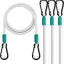 Bungee Cord with Carabiner 24 inch White Heavy Duty, 4-Piece, 5/16 inch Diameter Cord with White Nylon Fiber, UV Resistant