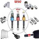 CIGOTU Impact Grade Socket Adapter Set - 3 Pcs Extension Drill Bit Socket Wrench Adapter for Impact Driver 1/4 3/8 1/2" Drive, 105 Degree Right Angle Drill Attachment for Household Workplace Industry