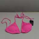 Women's Triangle Bikini Top Ribbed Push up Padded Halter String Bathing Suits Top (Large, Rose)