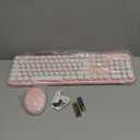 Wireless Keyboard and Mouse Combo, Ergonomic Full Size Typewriter Retro Round Keycaps Keyboard, Compatible with Windows, PC, Perfer for Home and Office Keyboards (Lovely Pink)