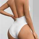 Milumia Women's Deep V Neck Halter Bodysuit Sexy Backless Slim Fit Going Out Top, X-Small
