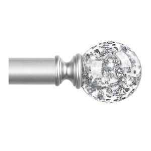Silver Decorative Crystal Curtain Rods: 18-4 Inch Heavy Duty Adjustable Window Curtains Rods for Bedroom Living Room, Nickel Modern Girly Acrylic Drapery Rods Set with Sheer Bling Foil Finials