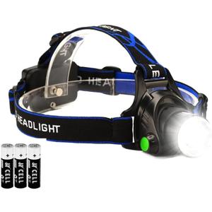 3000 Lumen Headlamp Flashlight 3 Modes Waterproof Led Head Lamp Headlight with AAA Batteries, (1-Pack)
