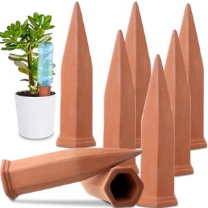 16Pack Plant Watering Device Terracotta Vacation Plant Waterer Automatically Self Watering Spikes Bottle Plant Watering Spikes Garden Watering System Indoor Outdoor Plants While Vacation