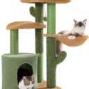 PAWZ Road 38" Multi-Level Cactus Cat Tree with Scratching Posts, Cozy Condo, and Hammock  Stylish Cat Tower for Indoor Cats (Small-38 inches)