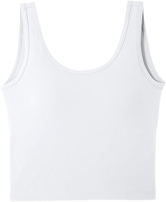 Wvapzxx Tank Tops For Women With Chest Pad Backless Crop Top Camisole Sleeveless Sexy Casual Plain Tube Vest S