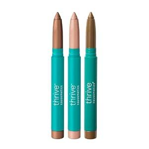 Thrive Causemetics Brilliant Eye Brightener Eyeshadow Stick Bundle for Hazel Eyes, 3 Shades, Waterproof & Crease Proof Cream to Powder Long Lasting Formula, 3 Shadow Sticks & Confetti Makeup Bag