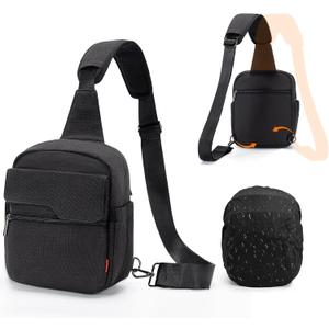 Cwatcun Camera Sling Bag Compact Small Camera Case, Waterproof Canvas Crossbody Camera Bag with Rain Cover, Travel Photography Bag for Canon, Nikon, Sony, Fuji DSLR/SLR/Mirrorless Cameras, Lens