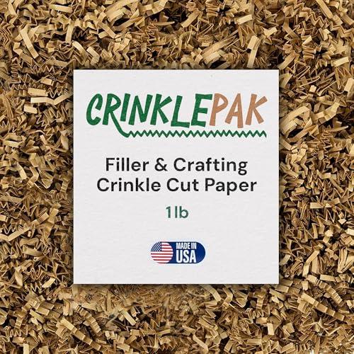 CrinklePak 1LB USA Made Kraft Crinkle Paper Filler | Great Shredded Paper For Gift Baskets, Shipping Packages, Gift Box, Basket Filler for Christmas, Birthdays, Weddings, Anniversaries | Kraft Crinkle