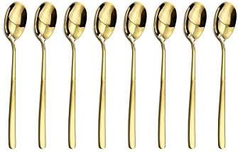 8-Piece Mini Coffee Spoon, Ice Cream Spoon, Small Spoons for Dessert 6-inch(Shiny Gold)