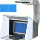 CO-Z Airbrush Spray Booth with Dual Fans & 4 LED Lights, Folding Painting Booth with 19.5 cm Turntable, Portable Hobby Air Brush Booth with 140 cm Exhaust Hose for DIY Painting Model Craft Cake More