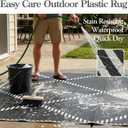 Wonnitar Outdoor Rug 6x9, Waterproof Reversible Plastic Straw Rug for Patio, Foldable Camping Mat with Carry Bag for RV, UV-Resistant Outside Rug for Deck, Balcony, Beach, Black & White