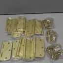 Door Hinges Satin Brass - 30 Pack Gold Door Hinges 3.5 Inch Rounded Interior Door Hinge with 5/8" Radius - 3 1/2 Inches Flat Iron Brass Hinges for Residential Standard Doors