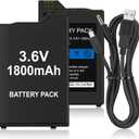 PSP Battery, 2Pcs 3.6v 1800mAh Lithium Polymer Replacement Batteries with USB Charging Cable for PSP 1000 1001, PSP-110 (1002, 1003, 1004, 1005, 1006, 1007, 1008, 1010), PSP Fat Console