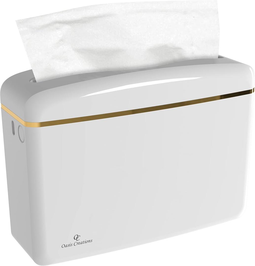 Countertop Multifold Hand Paper Towel Dispenser by Oasis Creations, Single Sheet Dispensing Glossy White