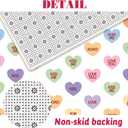 MEHOFOND 4pcs Valentines Shower Curtain Set Colorful Conversation Hearts Shower Curtain Sets for Valentine Heart Candy Bathroom Decor Curtains with Non-Slip Rugs Toilet Lid Cover and Bath Mat