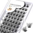 Lash Clusters B02 D Curl 12mm DIY Eyelash Extensions 72 Clusters Lashes B&Qaugen Mega Volume Individual Lashes Eyelash Clusters Extensions Wispy Individual Lashes Cluster DIY at Home (NM-D-12mm)