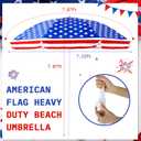 7.9ft 4th of July Patriotic Beach Umbrella Large American Flag Heavy Duty Wind Grade Red Blue White Umbrella UV 50+ for Patio Outdoor Independence Day