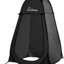 Wolfwise Pop Up Shower Tent, Portable Instant Changing Tent with Ventilation Window & Carry Bag, Privacy Bathroom Toilet for Beach, Camping & Outdoor, Width 47 ", Height 75 ", Black, Spacious: 6'3" H, 47.2" W 