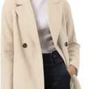 Allegra K Women's Notched Lapel Double Breasted Raglan Winter Coats (Large, Cream White)