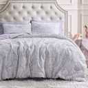 Bedsure Twin Size Comforter Set, Light Purple Boho Tufted Bed Set, 3D Puffy Jacquard Bedding Twin Size, 2 Pieces, 1 Farmhouse Shabby Chic Embroidery Comforter with Bow Pattern & 1 Pillow Case