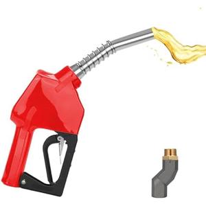 PARGAGAM 3/4" NPT Auto Shut-Off Fuel Nozzle, Gas Pump Nozzle with 3-Speed Padlock (9-16 GPM) - 360° Swivel Hose for Gasoline, Diesel, Biodiesel B20, E15 & Kerosene (RED)