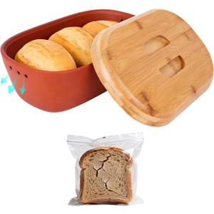 Terracotta Bread Saver Box with Lid - Practical Ceramic Bread Saver (Internal Space 9.8x5.1x3.9 inches) -Breathable Clay Box for Long-Lasting Freshness of Bread and Rolls Fruits Vegetables