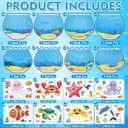 32 Sets Beach Crafts for Kids Under the Sea Party Decorations Ocean Animal Stickers Summer Activities Make A Ocean Animals Worlds Sticker Scene Classroom Game DIY Fish Decoration for Party Favors Art