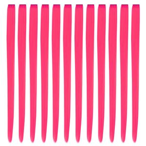 YaFex 12 Pcs Clip in Hair Extensions, 22 Inch Colored Hair Extensions Party Highlights Long Straight Synthetic Hairpieces for Women (Hot Pink)