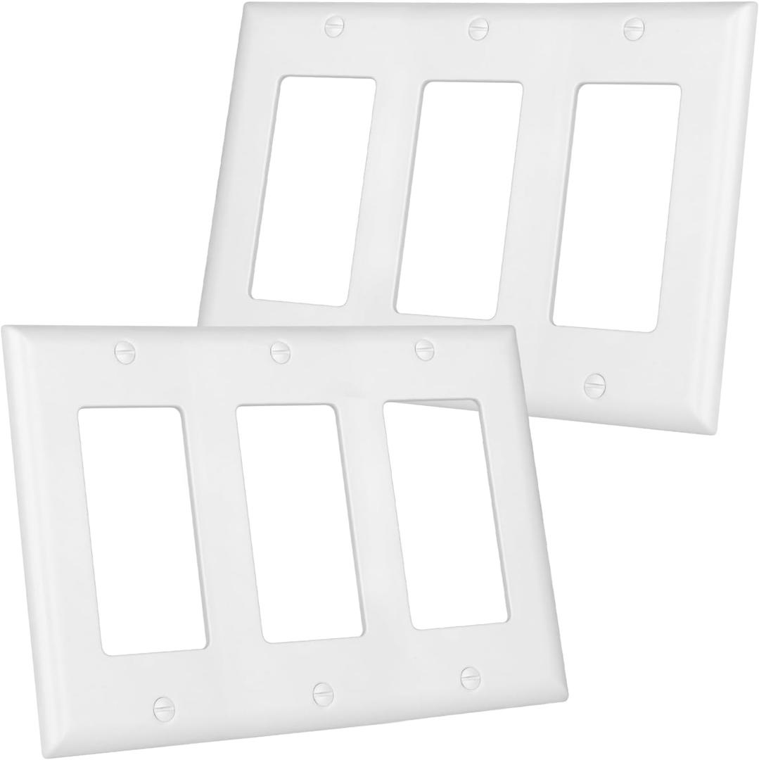 3 x 2 Pack Decorator Light Switch Cover Plate, Standard Size 3-Gang 4.57 x 6.38", Wall Plate Switch Cover, Outlet Covers Wall Plate, Unbreakable And High Temperature Resistant Switch Plate Covers, White