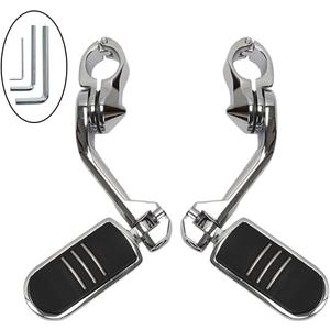 Motorcycle Highway Pegs Crash Bar Adjustable Foot Peg Compatible with Softail Sportster Electra Road Glide Road King Street Glide with 1.25" Engine Guard Chrome Long Angled