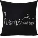 MFGNEH Home Sweet Home Quotes Farmhouse Pillow Covers 18x18 Inch,Farmhouse Decorative Lumbar Throw Pillow Case Cushion Cover,Housewarming Gift,Black