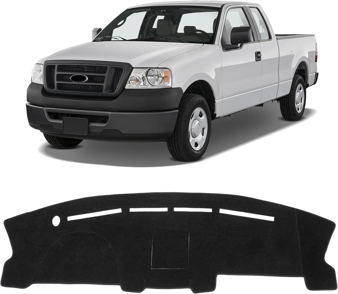 KUST Black Dash Cover for Ford F150 F-150 2004-2008, 2004-2008 Lincoln Mark LT Left Hand Driving Polyester Dashboard Cover Non-Slip Interior Accessories for F150 Custom Fit Dash Mat Sunshade No Glare
