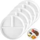 (5 Pack) Portion Control Plate for Balanced Eating, 9" Unbreakable Divided Plates,3 Compartment Plates, Reusable Plastic Plates, BPA Free for Kids Adults (White)