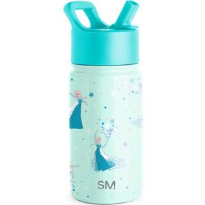 Simple Modern Kids Summit Water Bottle with Straw Lid| Disney Frozen Elsa 14oz Stainless Steel Cup Insulated Tumbler for Girls, School | Frozen Elsa's Snowflake