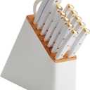 Farberware 14-Piece Knife Block Set, White and Gold  Razor-Sharp, High-Carbon Stainless Steel, Triple-Riveted, Ergonomic Handles, Stylish Wood Block