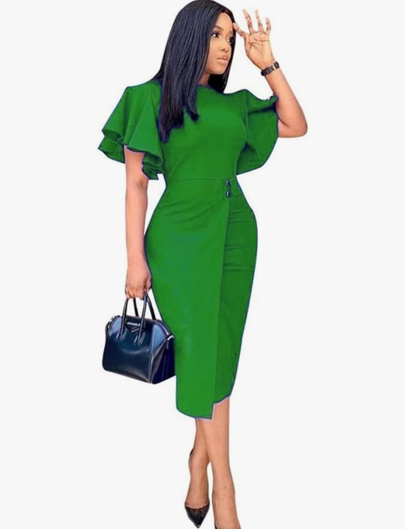 Ekaliy Women's Ruffle Sleeve Vintage Bodycon Peplum Business Formal Work Pencil Dress 3XL Ekaliy Women's Ruffle Sleeve Vintage Bodycon Peplum Business Formal Work Pencil Dress 3XL