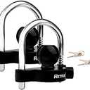 RETRUE Universal Coupler Lock Trailer Locks Ball Hitch Trailer Hitch Lock Adjustable Security Heavy-Duty Steel fits 1-7/8 Inch, 2 Inch, 2-5/16 Inch Couplers, Black (Pack of 2)
