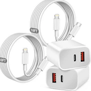 Fast Charger iPhone,Dual Port A/C iPhone Charger Fast Charging Adapter,2Pack Quick Double Phone Wall Charger Block,Apple Charger Block 10FT USB C to Lightning Cable foriPhone 14/13/12/11/ProMax/XS/XR