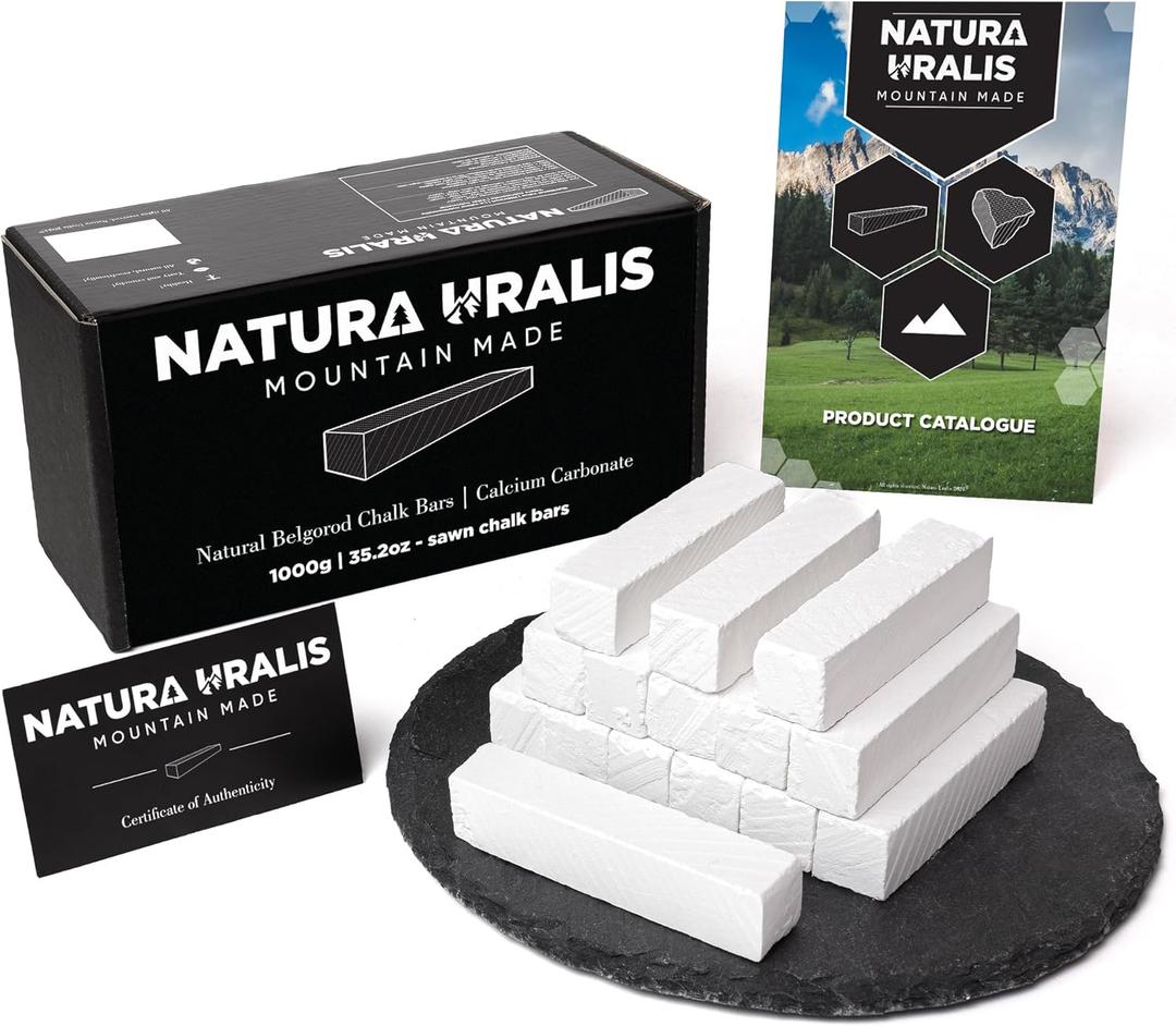 Natura Uralis Premium Belgorod Sawn Chalk | 7 oz of White Chalk Bars  Amazing Crunch, Satisfying Earthy, Velvety and Firm Texture, ASMR Sensation, Natural Calcium Carbonate  6 Sticks