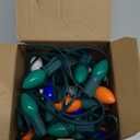 SUNSGNE 25Ft Multicolor Christmas Lights Outdoor, C7 Vintage Christmas String Lights with 27 Multicolor Ceramic Bulbs(2 Spare) for Holidays, Christmas Prom Party Wedding- Green Wire