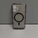 FABSPARK Case for iPhone 16,Compatible with MagSafe,Magnetic Clear Curly Wavy Frame Wave Case with Sparkly Bling Glitter,Transparent Acrylic Hard PC for iPhone 16,Glitter Clear Black