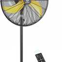 FUGOO High-Velocity Quiet Outdoor Pedestal Fan with Remote, 24"-6000 CFM, Brushless DC Motor, Oscillating, Waterproof, 50% Energy Savings for Patios, Garage, Workshop