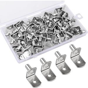 50 Pcs Shelf Pegs Pins1/4 Inch Upgraded Diameter L-Shaped Perforated Nickel Plated Shelf Pins, Cabinet Shelf Pegs for Shelves, Shelf Support for Bookshelf Kitchen Cabinet Shelf Pegs.